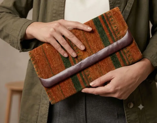 Bolsa clutch em cotelê