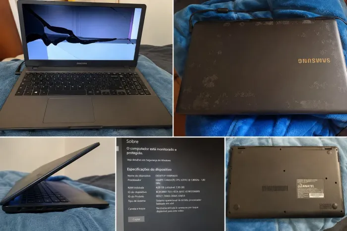 Notebook Samsung 15,6" | 4GB RAM | Intel Celeron | Funciona - Tela Quebrada