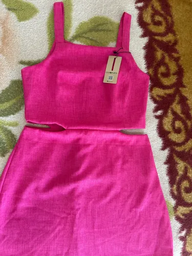 Vestido rosa verão novo 