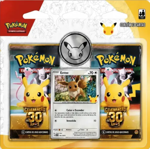 Pokemon Celebração 30 Anos Blister Duplo Com Moeda Eevee Pokemon Celebração 30 Anos Blist