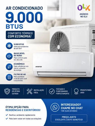 AR CONDICIONADO NOVO 9.000 BTTUS (DIRETO DA FABRICA)