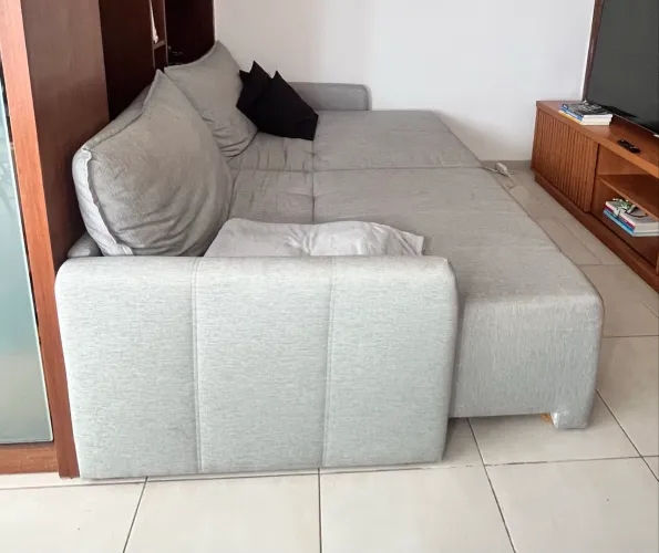 Sofá Cama Retrátil e Reclinável Linho 200cm