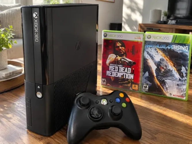 Xbox 360 E Original + Controle + 2 Jogos Originais