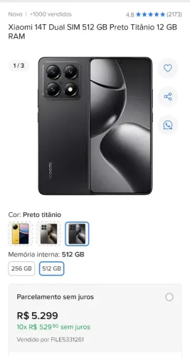 Xiaomi 14T Pro (versão global de 12GB de RAM e 512GB de armazenamento)