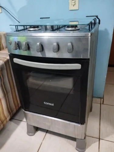 Fogão espelhado inox, acendimento automático