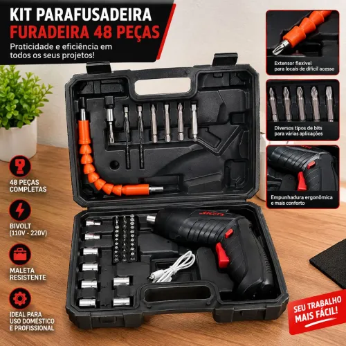 Parafusadeira e Kit de Ferramentas