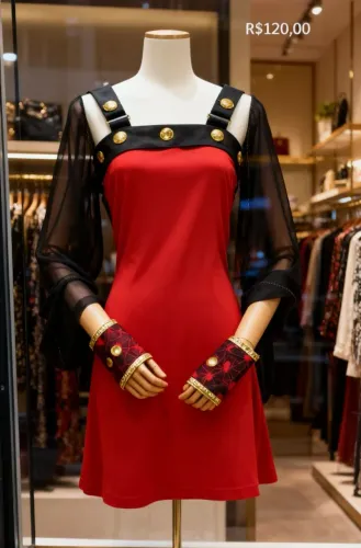 Lindo Vestido Vermelho e Preto G