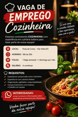 Vaga para cozinheiro