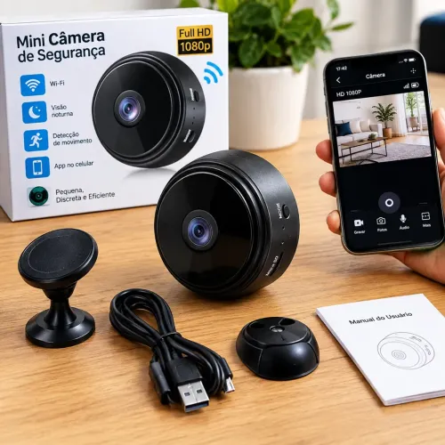 Mini Câmera de Segurança Wi-Fi A9 Full HD 1080P com Visão Noturna