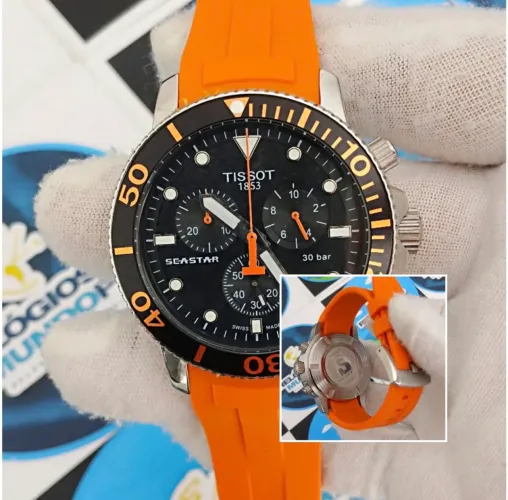 RELÓGIO TISSOT SEASTAR LARANJA CHNOGRAPH
