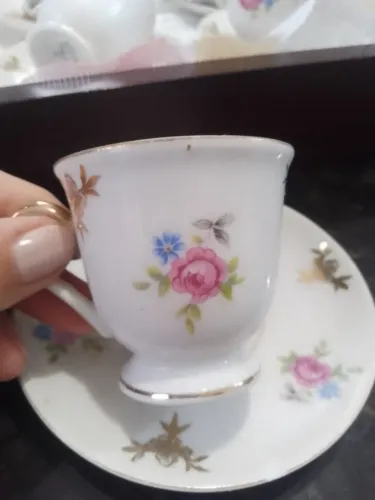 Raro Jogo Café Porcelana Mauá Anos 50/60 - Flores E Ouro Legítimo 11 peças