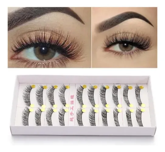 Cilios Postiços sintetico efeito de natural cartela com 10 Pares /217 # Cílios Artesanais