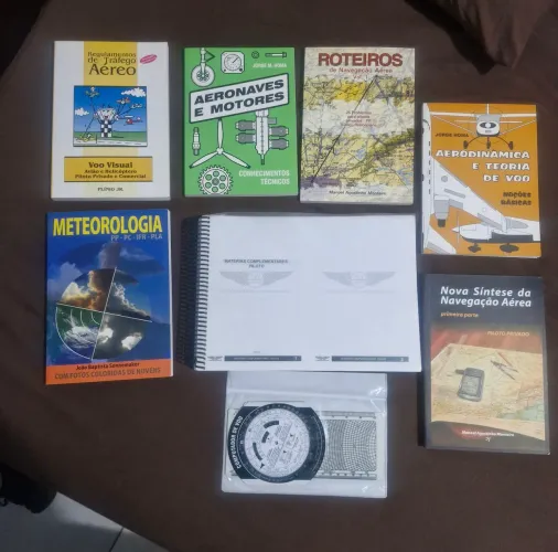 Kit de livros para curso de piloto + computador de voo 