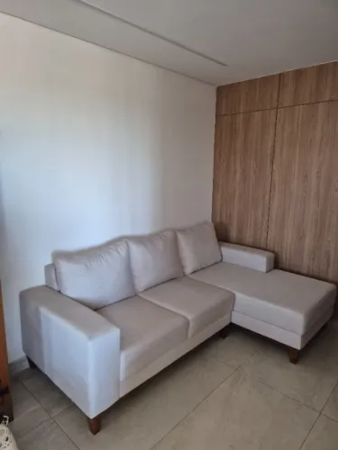 Sofá De Canto Com Chaise 3 Lugares Bege Para Sala (Usado)