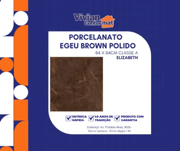 Porcelanato Polido Egeu Brown 84 x 84cm Classe A Elizabeth