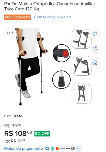 Par de Muletas Canadense Nova (nunca usada)