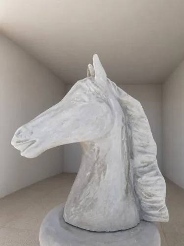 Estátua em cimento cabeça de cavalo para decoração