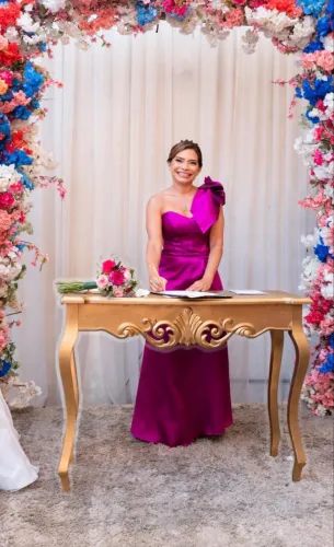 Vestido Luxo Festa Zerbine Fúcsia Madrina ou Debutante
