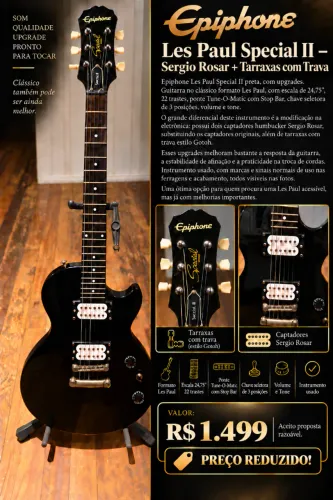 Guitarra **Epiphone Les Paul Special II preta**