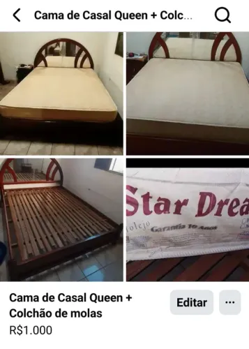Cama de Casal Queen+ Colchão de Molas
