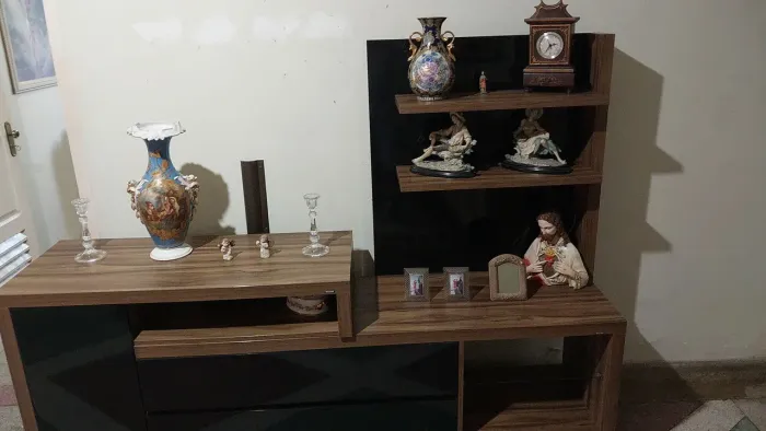 Rack tv, estante/cômoda de duas gavetas