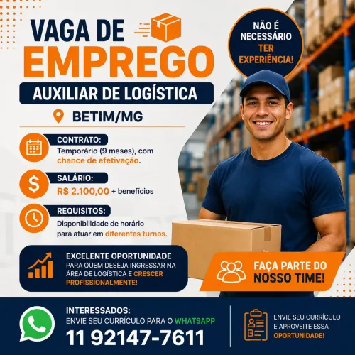 Vaga Auxiliar de Logística Betim|MG