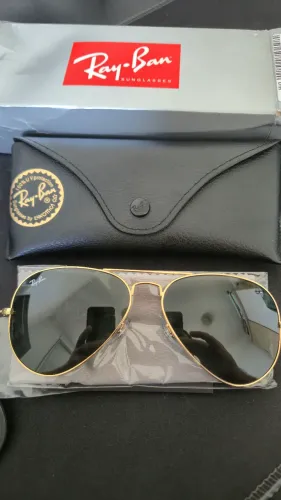 Óculos de Sol Ray-Ban Aviador Unissex - Ouro/Verde - Tam.58