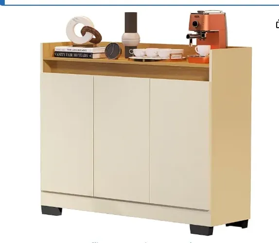  Rack Aparador Buffet Cantinho Café Retrô 3 Portas Ryzen - Quality Móveis (OffWhite/Nature