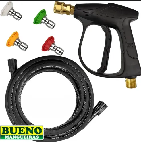 Mangueira lavadora 5 metros,pistola engate rápido,jogo de bicos coloridos