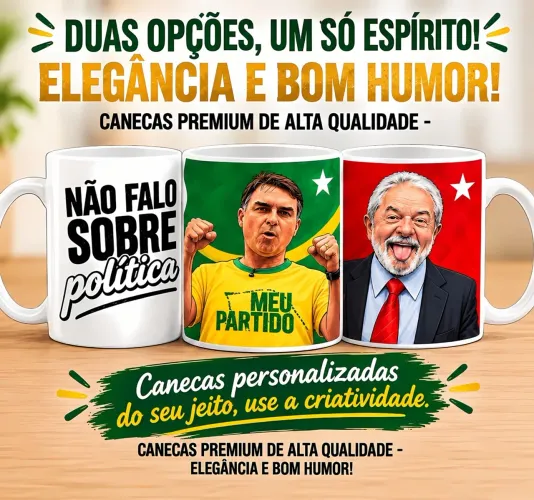 Caneca Personalizada Lula e Flávio Bolsonaro - Tema Política