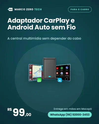 Adaptador CarPlay e Android Auto sem Fio