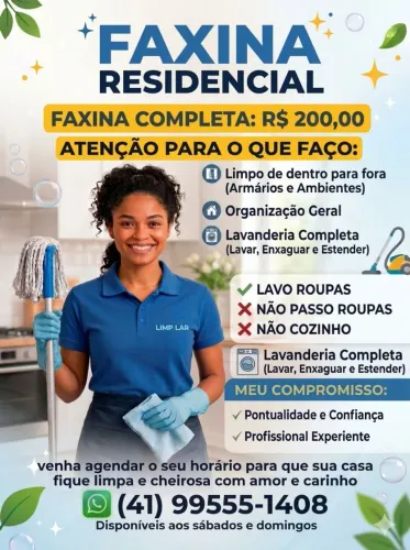 Trabalho com faxinas e de babá noturna 