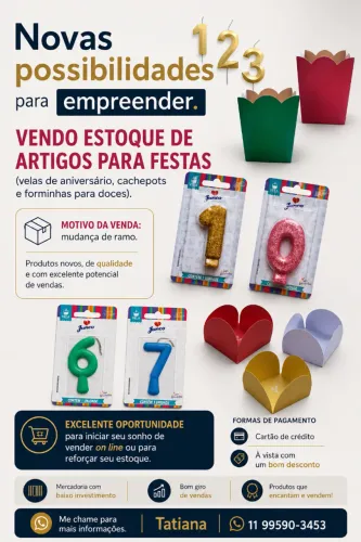 Lote Fechado Artigos de Festa e Velas para revenda Shopee, Mercado Livre ou Loja Própria