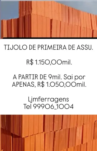 TIJOLO DE PRIMEIRA DE ASSU.