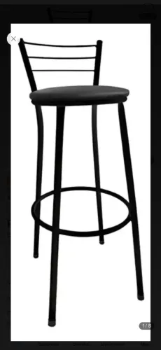 Banqueta Alta Drink New De Metal Assento Estofado Preta