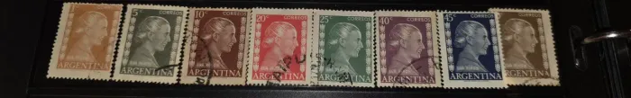 Coleção raríssima de selos antigos de Evita Perón da Argentina