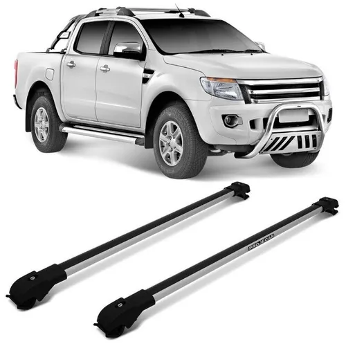 Rack de Teto Travessa Slim Ford Ranger 2013 à 2021 - Prata / Preto - Suporta 45KG Projecar