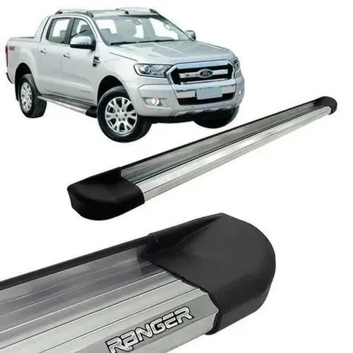 Estribo Lateral Plataforma Ford Ranger Alumínio Cek Preto e Anodizado