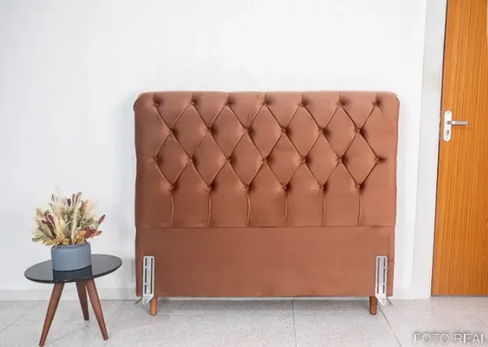 Cabeceira Casal Lavínia Veludo Terracota Até 12x - Frete Grátis