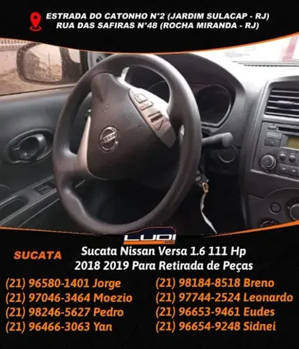 Sucata Nissan Versa 1.6 111 Hp 2018 2019 Para Retirada de Peças