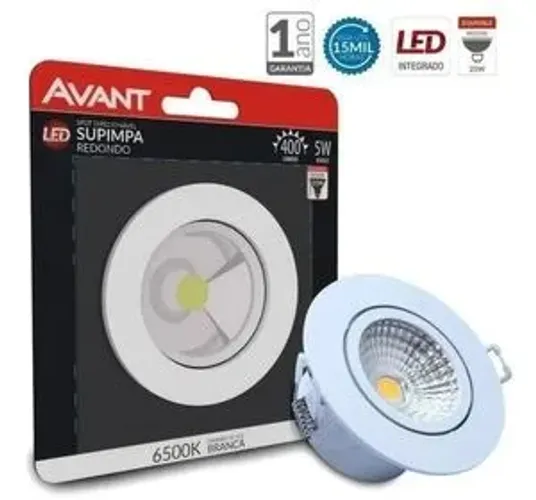 Spot Led Redondo 5W Dicróica Direcionável  Luz Branca 6500k Teto Sancra Móveis  Avant