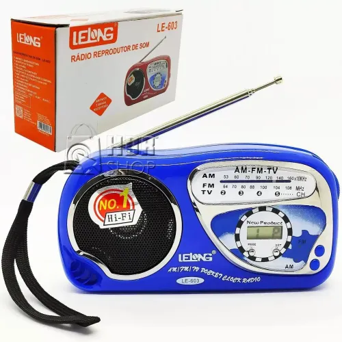 Rádio AM/FM/TV Portátil com Relógio - Lelong LE-603