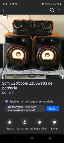 Som LG Xboom 2350watts de potência
