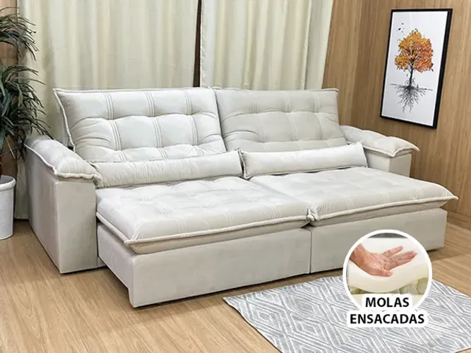 Sofá Retrátil Reclinável 2,90m D33 e Molas Ensacadas a65