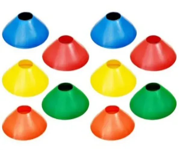 * Kit Com 10 Pratos Demarcatório Chapéu Chinês Flexível Funcional Fitness Futebol z194 