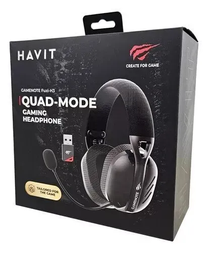 Headset Gamer Sem Fio Havit Fuxi H3, 7.1 surround, Driver 40mm, Bluetooth e USB, Preto
