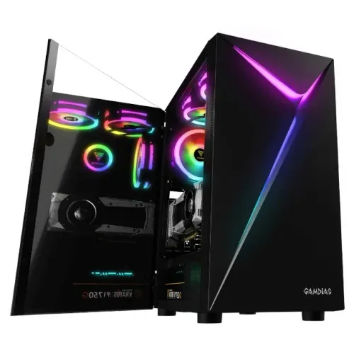 Gabinete Gamer Gamdias Argus E4 Elite Black Com Led Rgb Frontal - WZetta