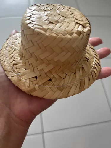 Mini Chapéu de Palha Artesanal - Decoração