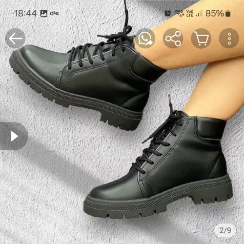 Bota Coturno Feminina Preta Nova