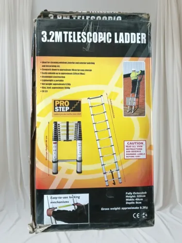 Escada Telescópica 3,2 Metros 10 Degraus De Alumínio Suporta Até 150Kg ROTONY